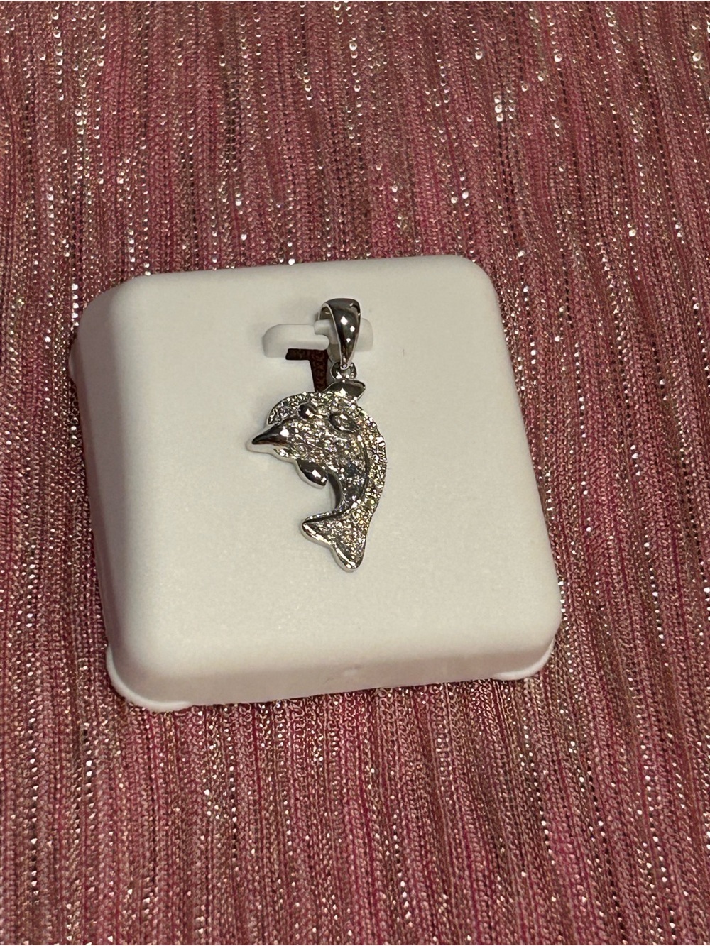 Sterling Silver Dolphin Pendant Necklace - Sparkling Moissanite Accent
